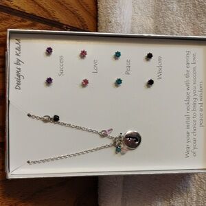 Initial Necklace & Earring Set